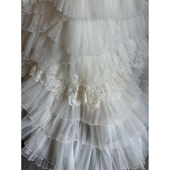 Watters New Sample White Ruffle Beaded Wedding Gown Size 12 Orig.$1200 - Picture 6 of 10